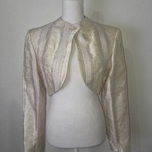 Casadei Vintage Metallic Brocade Cropped Bolero Jacket Size 8
